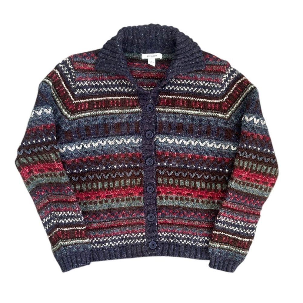 Vintage Patterned Grandmacore Button-Up Cardigan … - image 1